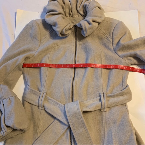 Small Zara Woman cream wool blend tie waist peacoat - Picture 3 of 14